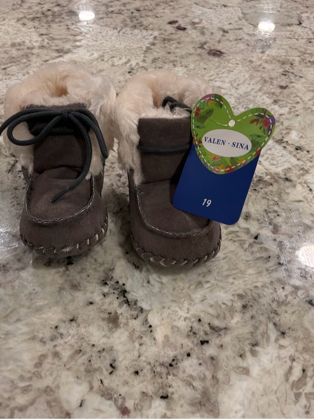 Valen Sina Kids Brown Faux-Fur Lined Walker Shoes